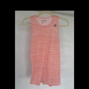 Reebok peach and white striped tank top.Size small